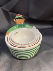 Holiday Time Nesting Elf Ceramic Measuring Cup Set Of 4 Christmas