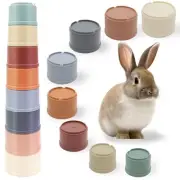 8 Pcs Stacking Cups for Rabbits - Safe Plastic Rabbit Toys of Different Sizes...