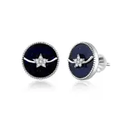 Sterling Silver Blue Sandstone Galaxy Star Stud Hypoallergenic Earrings