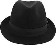 [Generic] Ladies Wool Fedora Hat Classic British Jazz Style Warm Versatile for Parties Travel and Outdoor Activities Unisex Fashion Accessory for Every Occasion Black