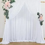 10ftx10ft White Wrinkle-Free Backdrop Drapes, Not See-Through Background Curtains Backdrop Decorations for Wedding Home Party Supplies