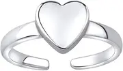 [SILVEGO] JJJTR1597 - Women 925 Sterling Silver Toe Ring Heart, Silver