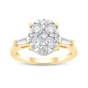 Bevilles Oval Shaped Ring with 1.00ct of Diamonds in 9kt Yellow Gold