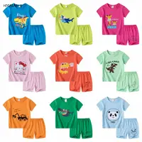 在飛比找蝦皮商城優惠-兒童短袖套裝 卡通男童短褲女童半袖2-6歲寶寶T恤