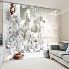 Rope White Horse 3D Blockout Photo Curtain Print Curtains Drape Fabric Window