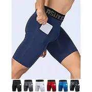 Arsuxeo Men's Running Tight Shorts Compression Shorts Yoga Shorts Spandex Shorts with Phone Pocket High Waist Base Layer Athletic Polyester 4 Way Stretch Breat