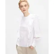 TED BAKER Silais Double Frill Ruffle Blouse Ivory White {SS28}