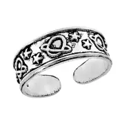 Trendy Planet and Stars Universe Sterling Silver Toe or Pinky Ring