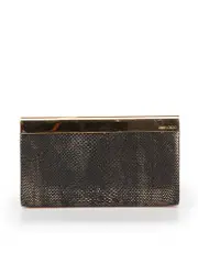 Metallic Leather Embossed Clutch Bag