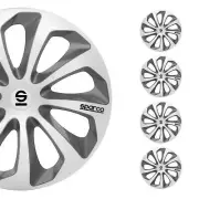 16" Sparco Sicilia Wheel Covers Hubcaps Silver Gray 4 Pcs