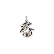 14k White Gold Chistmas Bell & Holly Charm