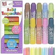 The Pencil Grip Kwik Stix Pastels Solid Tempera Paint, Super Quick Drying, 10 Colors (TPG-680)