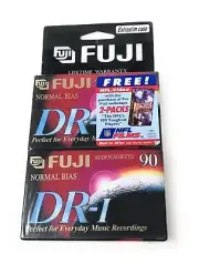 2 Fuji Blank Cassette 90 Min DR-I Audio Tapes Extraslim Case New Factory Sealed