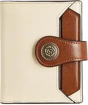 [bromen] Wallets for Women Leather RFID Blocking Zipper Wallet Bifold Card Case, beige/brown, small, Casual