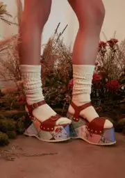 [Dolls Kill x Holly Hobbie] Stitched With Love Patchwork Sandals