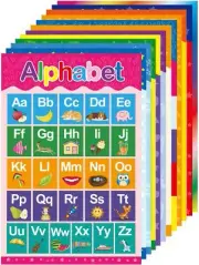 12 Pack Educational Preschool Posters for Toddlers Kids Learning Alphabet Number