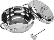 Oreilet Deep Fryer with Oil Filtration, 304 Stainless Steel Thickened Deep Fryer Pot with Temp Meter, Multifunctional Frying Pan with Lid for Fries, Chicken, Fish, Tempura (24CM)
