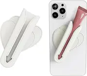 Rookii Heart Shape Lip Gloss Lipstick Holder Phone Case,Silicone Lipgloss Holder, Adhesive Lip Gloss Balm Phone Card for iPhone and Android (White)