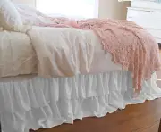 15" Drop Double Layer Rufle Bed Skirt 800TC Egyptian Cotton Twin/Full/Queen/King