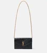 [Saint Laurent] Saint Laurent Cassandre matelassé leather wallet on chain One Size black