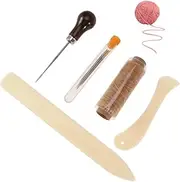 Gatuida Bookbinding Accessories Set 10pcs Set Bone Folder Sewing Needles Waxed Thread for Handmade Books