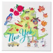 State of New York Statue of Liberty Taxi Cab Baseball 8 In. Ceramic Trivet