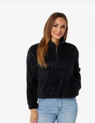 RVCA Women Relaxed RVCA Fleece Pullover Black Size M NWT
