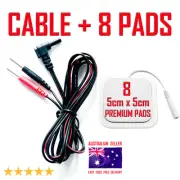 WELLNESS PLUS TENS EMS compatible ELECTRODE PADS CABLE + 5cm x 5cm x 8 PADS⭐⭐⭐⭐⭐