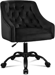 ALFORDSON Ellie Black Swivel Fabric Armchair Computer Desk Chair, Velvet Office Chair, Modern Home Office Chair Height Adjustable Mid-Back Task Chair for Kids Adult Study Work, Living Room, Bedroom