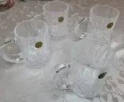 Set of 4 Vintage Paul Sebastian CRYSTAL D'ARQUE Diamond Cut Glass Mugs -C5,C6,C7