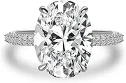 [RODIFFY] 8.0CT Excellent Oval Cut Engagement Ring,D-Color VVS Big CZ Gemstone 925 Sterling Silver Promise Ring