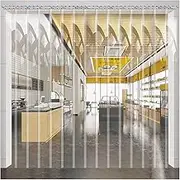 Plastic Vinyl PVC Strip Door Curtain, Transparent Plastic Strip Door Curtain, Waterproof Supermarket Warehouse Factory Vinyl Strips for Catering and Cold Rooms.(1.2x2.4m)
