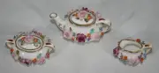 DISCONTINUED COALPORT FLOWER ENCRUSTED MINI / MINIATURE 5 PC TEA SET NEW