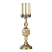 SOGA 48cm Glass Candle Holder Candle Stand Glass Metal with Candle
