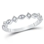 14k White Gold Round Diamond Geometric Stackable Band Ring 1/8 Ctw