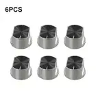 6X Metal Gas Stove Knobs Cooker Oven Switch Control Hob Kitchen Knob Silver Set
