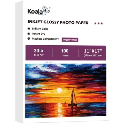 Koala Glossy Thin Inkjet Paper 11X17 Inches 100 Sheets 30LB Printer Paper Com...