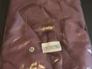 AW Bridal Robe Size XXL Bride Wedding PURPLE Satin 3/4 Sleeves Tie Front