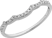 [Dazzlingrock Collection] 0.15 Carat (ctw) DGLA CERTIFIED Round White Diamond Ladies Stackable Wedding Contour Guard Band, 10K Gold