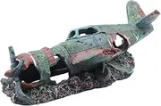 Fish Tank Decoration Fighter Vintage Airplane Ruins Submarine Landscape Fish Shrimp Shelter Cave Hideout Resin Aquarium Decor Turtle Tank Decoration