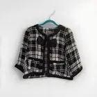 Sequin Hearts Black & White Plaid Tweed Blazer With Black Bow Size L NWT Womens