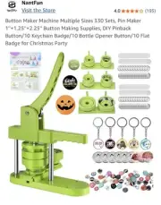 Button Maker Machine Multiple Sizes 330 Sets, Pin Maker 1''+1.25''+2.25''