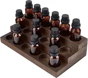 BENECREAT 3-Tier 18 Slots Wooden Essential Oil Organizer, Vintage Brown Wood Essential Oil Display Stand Makeup Storage Rack for Tabletop Essential Oils Perfume Nail Polish, Slot ID: 1.3inch
