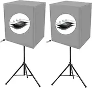 TIFILE 8 Inch Outdoor Speaker Cover, PA/DJ Upright Powered Speaker Bag, Lightweight, Waterproof, Dustproof, Sandproof Protective Cover - Gray - 2 Pack