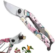 Women Scissors Set, 8" Pruning Shears & Secateurs with Steel Blade Tools for Garden, Flowers, Branches and Leaves Pink