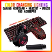 RGB gaming combo Color changing mouse mouse pad headset keyboard multimedia key