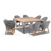 Sahara 8 Square with Coastal Chairs in Half Round wicker - Outdoor Wicker Dining Settings