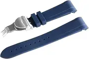 [DJDLFA] 22mm watchband Black Waterproof Soft Silicone Rubber Wrist Watch Band Silver Gold Clasp buckle For Tudor strap