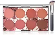 YBUETE 8 Colors Blush Palette for Women Girls, Matte Blush Contouring Palette with Brush, Long-Lasting Blush Nude Makeup Contour, Face Makeup Beauty Cheek Powder Blush, Portable Beauty Blush Palette