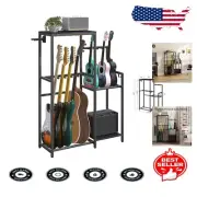 Engineered Wood Guitar Stand with Easy Assembly - Holds 9 Instruments